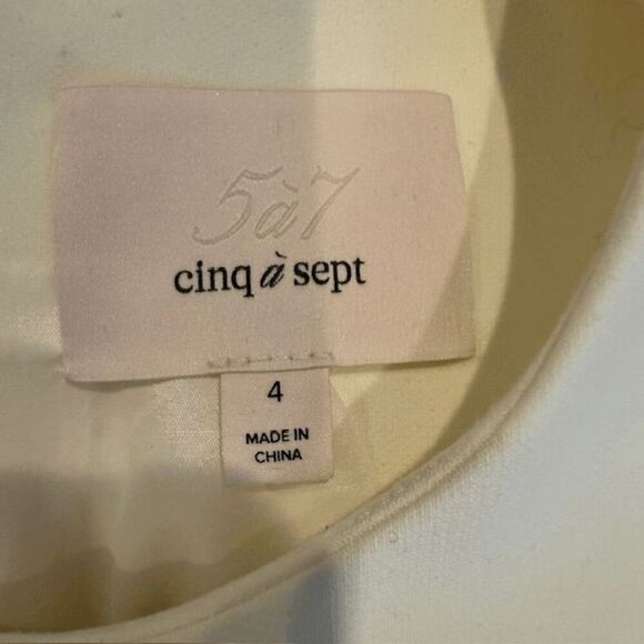 Cinq à Sept Cassaleigh Tie-Waist Sleeveless Dress White Back Zip Tulip Size 4 - Picture 8 of 15